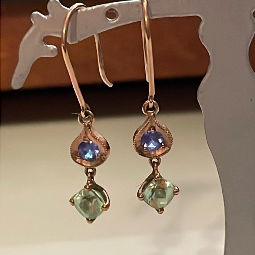 Purple sapphire and Merelani mint garnet earrings